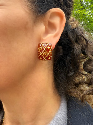 Oorclips met cornalijn en citrien - #6