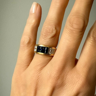 Gouden ring met saffier en diamant - #5