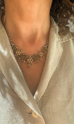 Victorian necklace with pearls and demantoid - #3