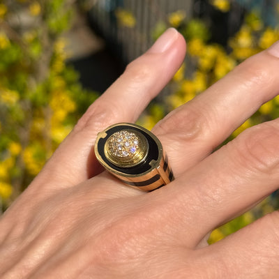 Vintage gouden ring met onyx en diamant - #5