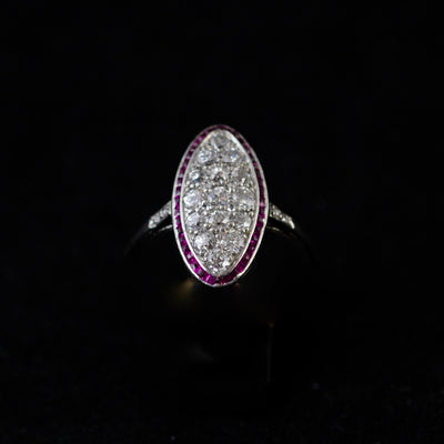Art Deco ring with diamonds and rubies - #1