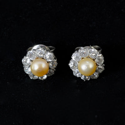 Antique earrings with diamonds and pearls - #1