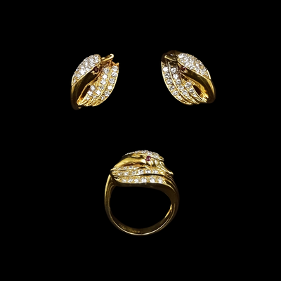 Ring 18k with swan's head and diamond - #2
