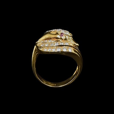 Ring 18k with swan's head and diamond - #1