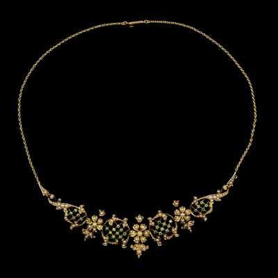 Victorian necklace with pearls and demantoid - #2