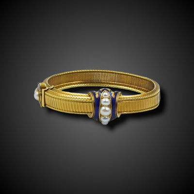 Gouden jarretière armband met email en parels - #1