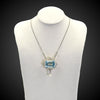 Broche/hanger met aquamarijn, parel en diamant