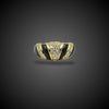 Vintage gouden ring met diamant en zwart email