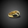 Vintage gouden ring met diamant en zwart email