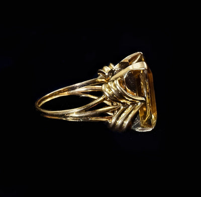 Retro stylish gold ring with citrine - #2