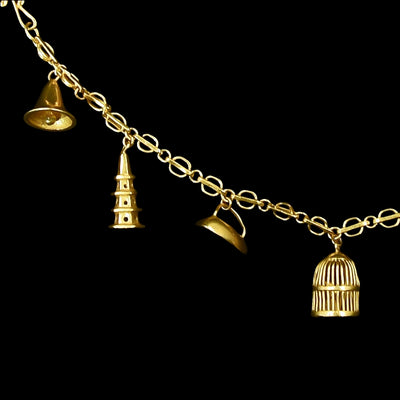 Vintage bedelarmband in hoog gehalte goud - #2