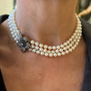 Three-row pearl necklace with rose diamond clasp - #6