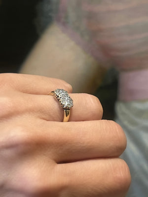 Antieke gouden ring met clusters van diamant - #6