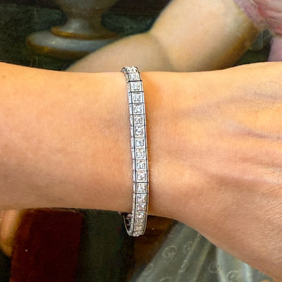 Platinum Art Deco line bracelet with diamonds - #6