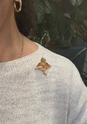 Gouden vogelbroche met smaragd - #3