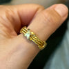 Gold ring, twisted with smooth bands - #4