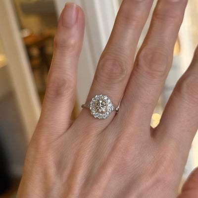 Platinum ring with brown and white diamond - #5