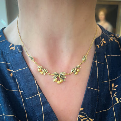 Art Nouveau necklace with cherries - #6