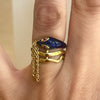 Snake ring in blue enamel - #3