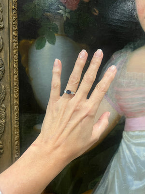 Witgouden ring met saffier en diamant - #6