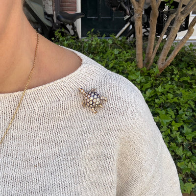 Gouden broche met diamant en email - #7