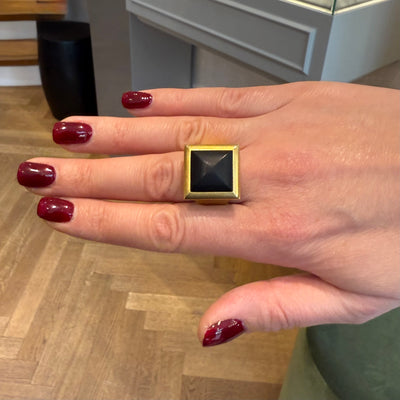 Vintage gouden ring met hout - #7