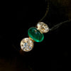 Driesteens gouden ring met smaragd en diamant - #4