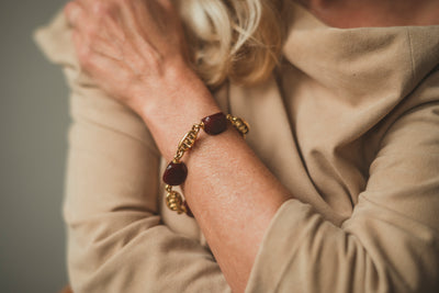 Vintage armband met gouden schakels en cornalijn, Weingrill - #2