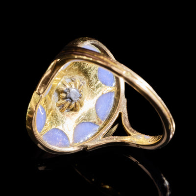 Art Nouveau ring met vensteremail en boutonparel - #2