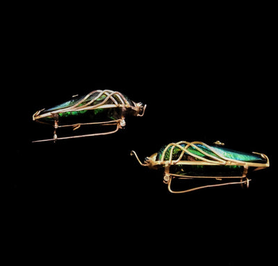 A pair of antique gold insect brooches - #3