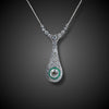 Platinum Art Deco necklace with diamonds and emeralds - #1