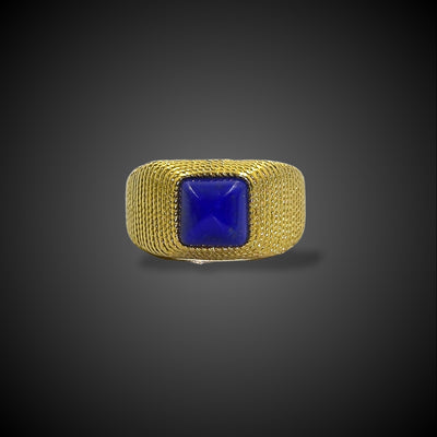 Vintage gold ring with lapis lazuli - #1