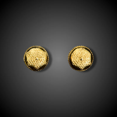 Gold button earrings with six-pointed star - #3