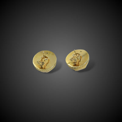 Gold button earrings with six-pointed star - #4