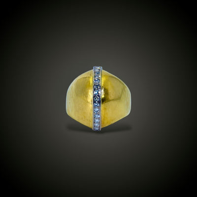 Retro gold ring with small diamonds - #1