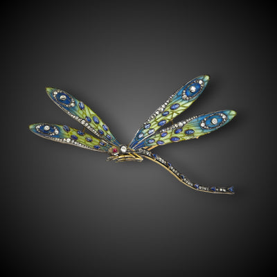 Dragonfly brooch with plique-a-jour enamel - #4