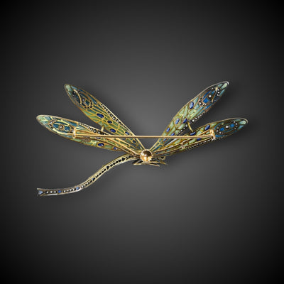 Dragonfly brooch with plique-a-jour enamel - #5
