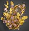 Beautiful antique floral brooch with pink topaz