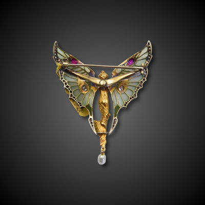 Rare brooch with winged female figure by G. Lafitte - #2