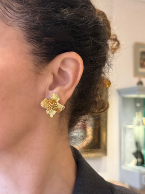 Bloemvormige vintage gouden oorbellen - #6
