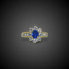 Gold cluster ring with sapphire and diamond
