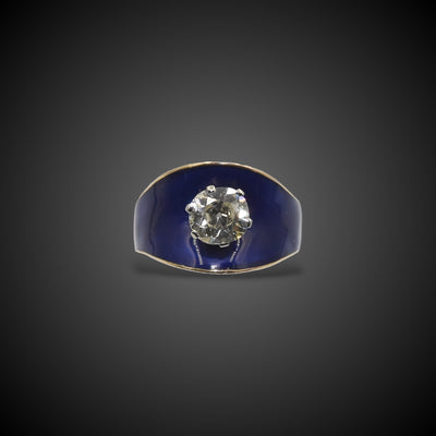Vintage Italiaanse ring met email en diamant - #1