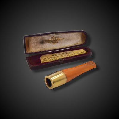 Sigarenpijpje van barnsteen en goud - #1