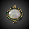 Large gold pendant / brooch with painted enamel