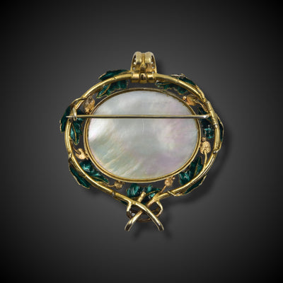 Large gold pendant / brooch with painted enamel - #2