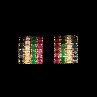 Vintage earrings with sapphire, emerald and ruby - #1