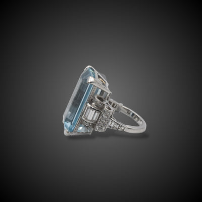 Cocktail ring with aquamarine and diamond - #2