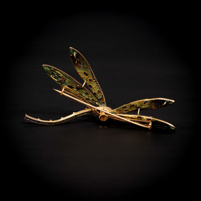 Dragonfly brooch with plique-a-jour enamel - #2