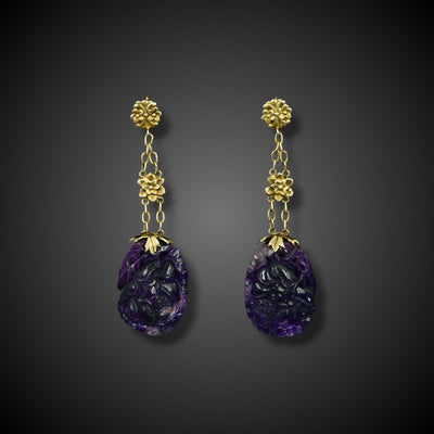 Victorian earrings with carved amethyst - #2