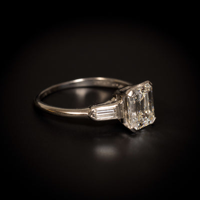 Platinum ring with emerald cut diamond - #5